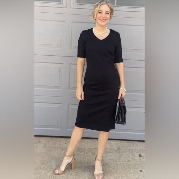 Cabi Claire Sheath Dress Black Ponte Knit Size 4 style 3101 - Picture 3 of 8